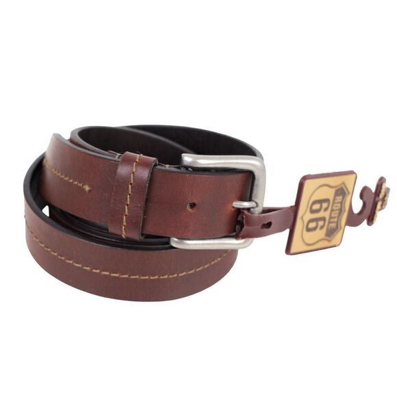 NWT Route 66 BROWN GENUINE LEATHER 1 1/4"Wd CASUAL DRESS MEN'S BELT Sz 46 (74A - Picture 2 of 14